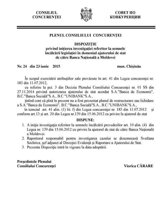 dispozitia BNM